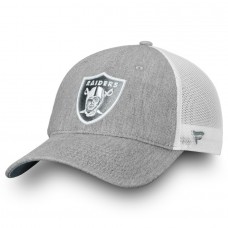 Men's Oakland Raiders NFL Pro Line by Fanatics Branded Heathered Gray/White Lux Slate Trucker Adjustable Hat 2998602